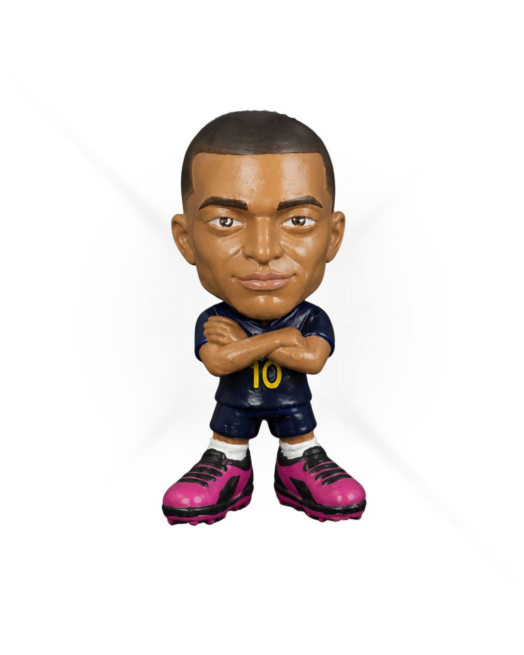 Kylian Mbappé — Arms Crossed, Eyes Forward.