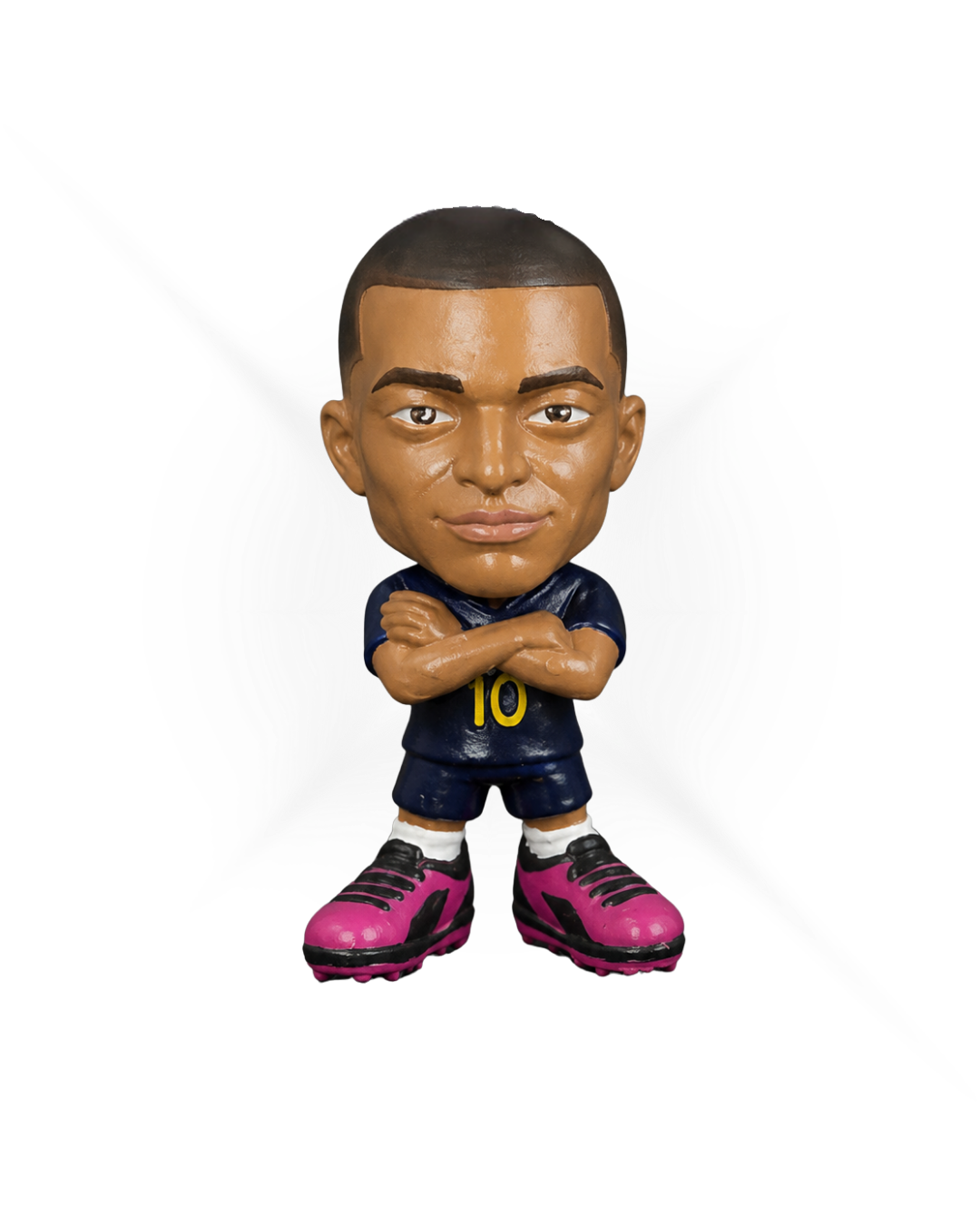 Kylian Mbappé — Arms Crossed, Eyes Forward.