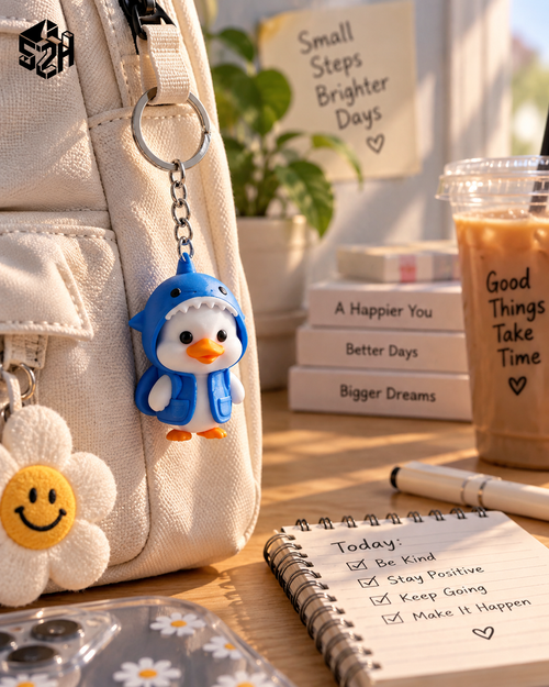 Shark Hoodie Duck Keychain